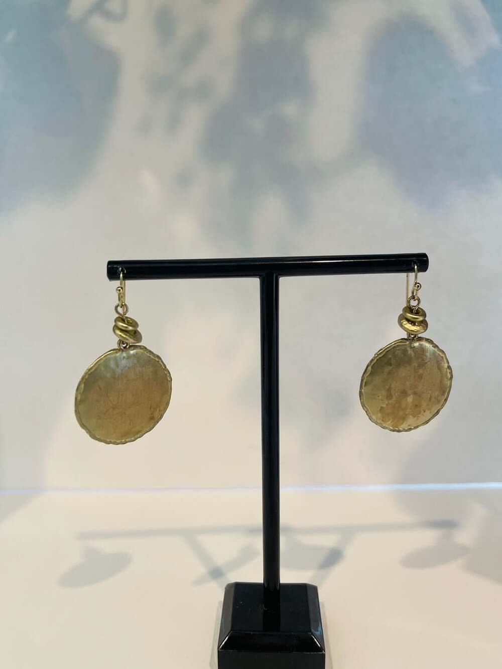 Chico's Hammered Gold Disc Drop Earrings